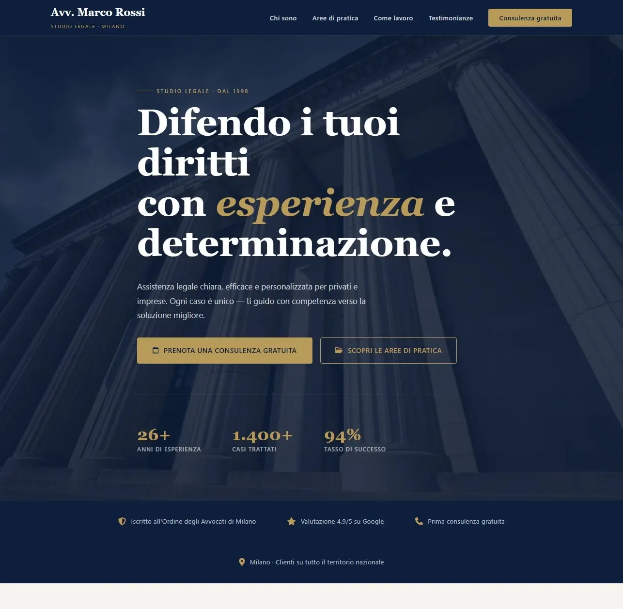 Sito web professionale per avvocati