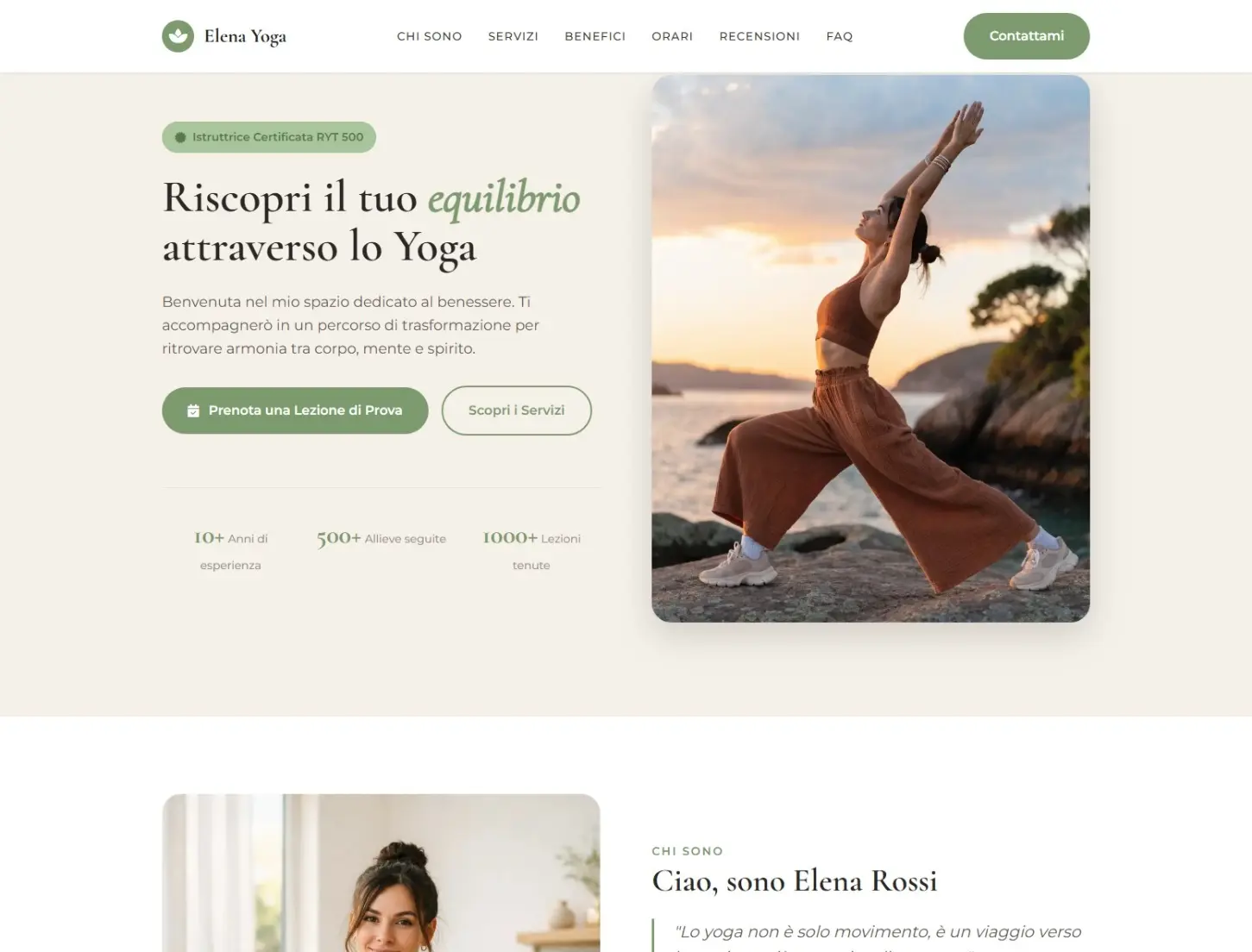 Sito Web per istruttrice di yoga Sito Web per istruttrice di yoga