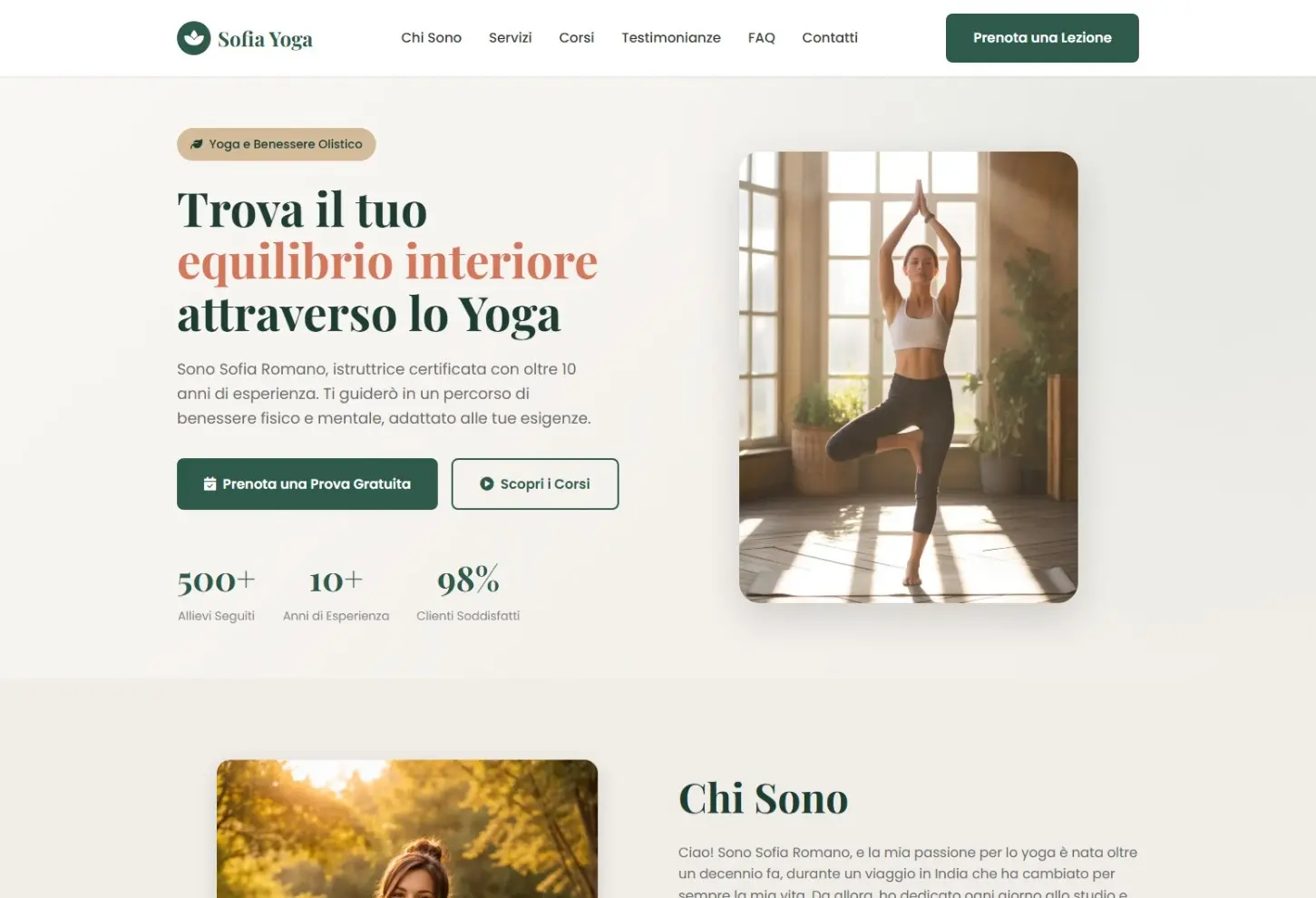 Sito Web per istruttrice di yoga Sito Web per istruttrice di yoga